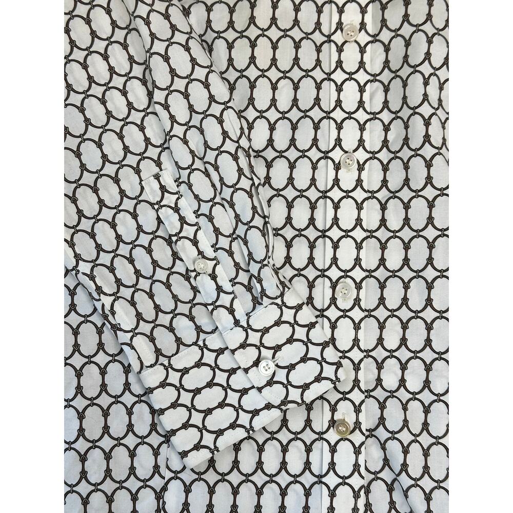 Talbots White Wrinkle Resistant Button-Up Brown B… - image 4